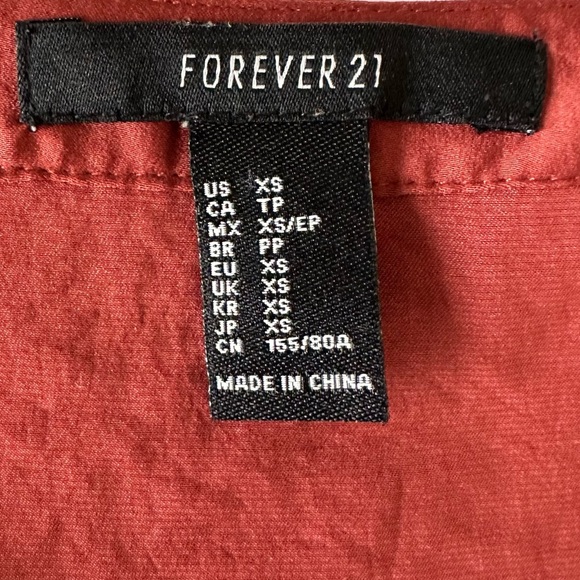 Forever 21 Burnt Orange Button Down Tunic Dress Top Blouse Size XS - Picture 6 of 6